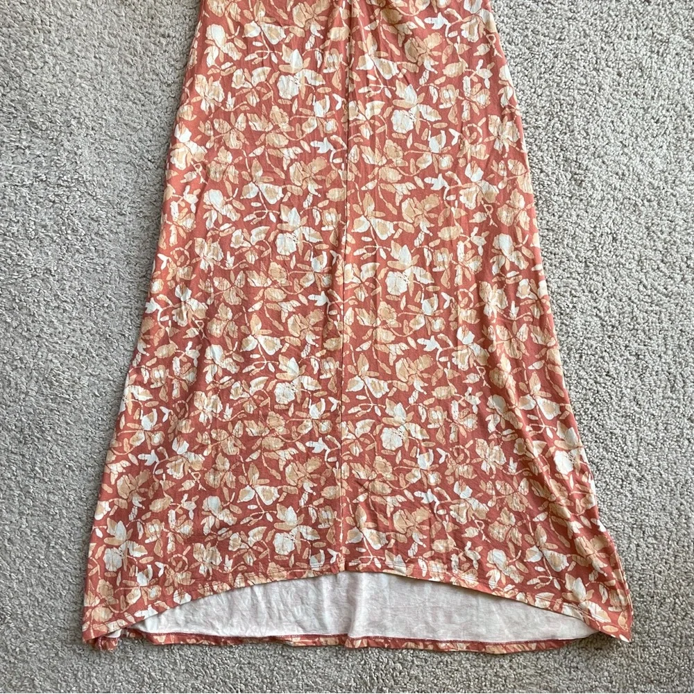 Soft Joie Orange Floral Empire Waist Fitted Bodycon Sleeveless Maxi Dress Medium
